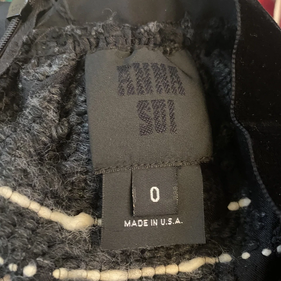 Minifalda Anna Sui para mujer blanca y negra bordada y tweed talla 0 "usada" Foto 4 de 4