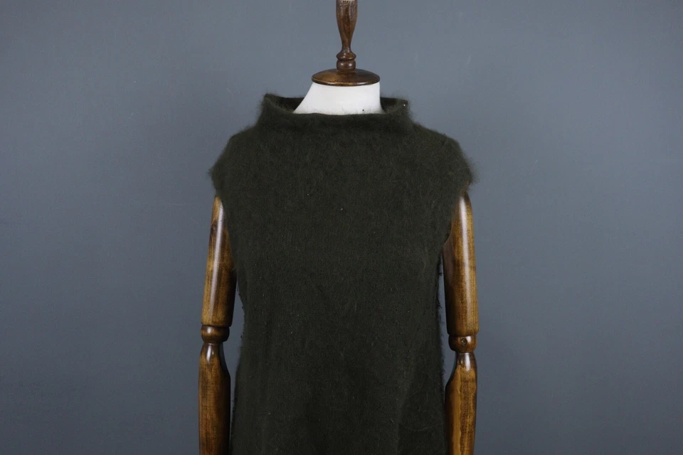 SARAH PACINI Green Angora Knit Sleeveless Shirt Tunic Top One Size - Image 2 of 4