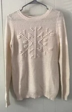 NWOT Lauren Conrad LC Ivory Snowflake Cozy Winter Ski Pullover Sweater Sz Small