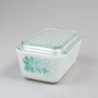Vintage Pyrex Amish Butterprint Refrigerator Dish 0502 Turquoise with Lid Fade