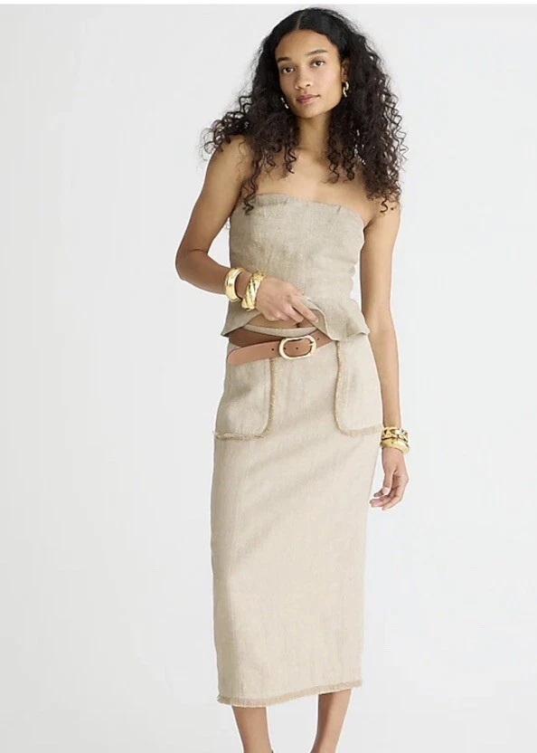 NWT J CREW $128 Pencil midi skirt in heavyweight linen Size XS
Opens in a new window or tab