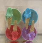 Icecream Bowl With Spoon Set Of Four Bowls And Four Spoons Pastel Spring Summer