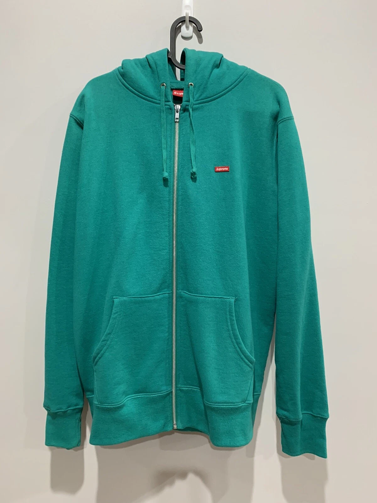 Authentic Supreme Small Box Logo Zip Up Sweatshirt Hoodie Jacket (Medium) Aqua