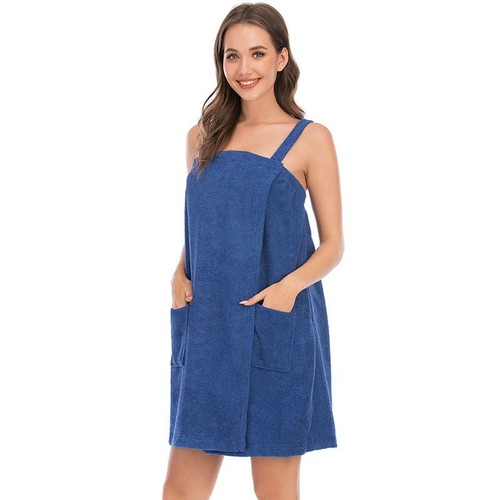 Women's Terry Cloth Towel Wrap Tank After Shower Dress Bath Spa Cozy Shower Robe - Picture 32 of 73