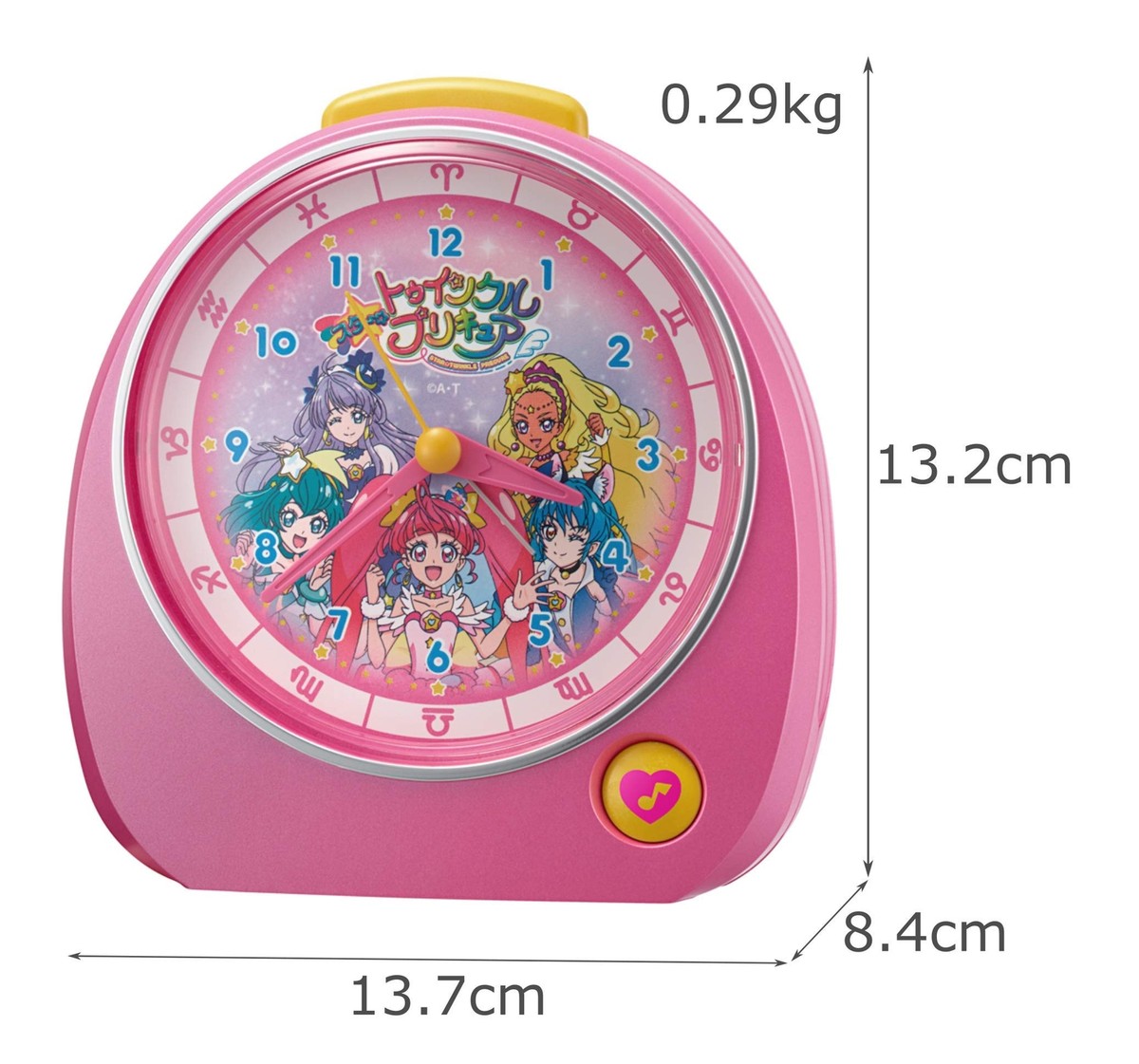 RHYTHM Table Clock Pink Alarm Clock Star Twinkle PreCure Cute Pink
