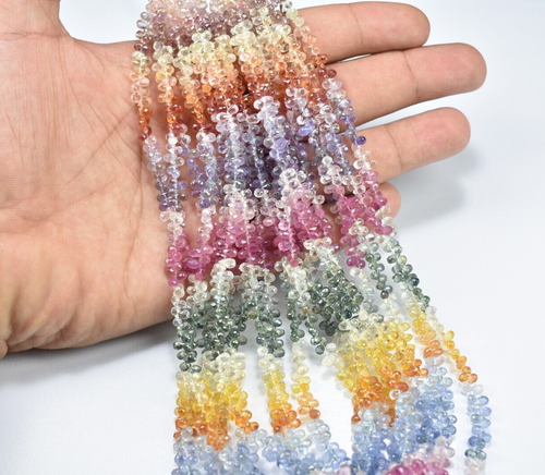 AAA++ Natural Multi Sapphire Faceted Teardrop Briolette Beads 2.5X4-3X5mm 15.5" - Picture 8 of 8