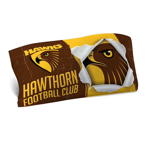 AFL HAWTHORN HAWKS TEAM LOGO & COLOURS PILLOW CASE - Picture 1 of 1