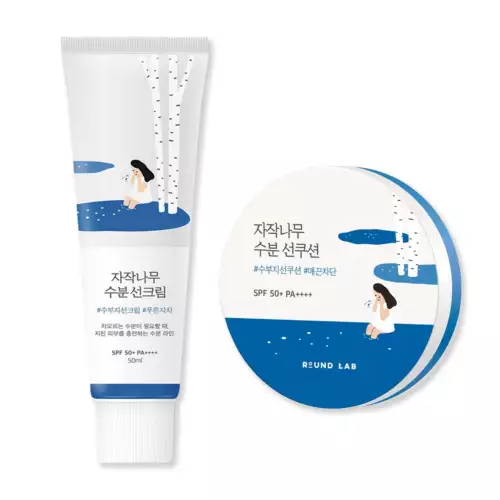 Round Lab Birch Juice Moisturizing Sunscreen 1.69 fl.oz & Sun Cushion 15g Duo