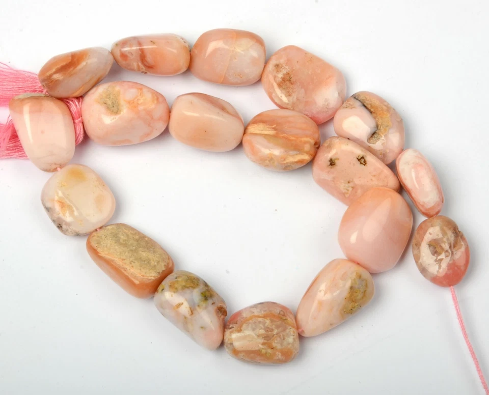 Natural Pink Opal Beads Smooth Nugget Beads 11 Inch Strand 11x14-12x20 MM Beads - Image 2 of 4