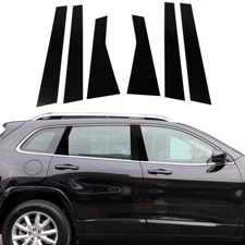 6pc Black Exterior Window B Pillar Post Trim Accessories For Jeep Cherokee 2014+