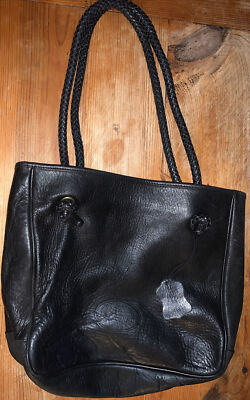 Authentic Vtg Mulberry M black pebbled leather shoulder bag purse