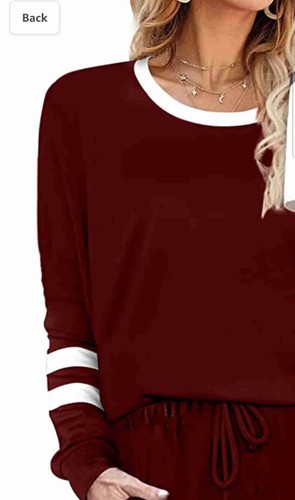 WOMEN'S JOGGER SET SIZE MEDIUM 2 PCS TRACKSUIT STRETCH KNIT WINE LOUNGE NEW - Picture 3 of 9