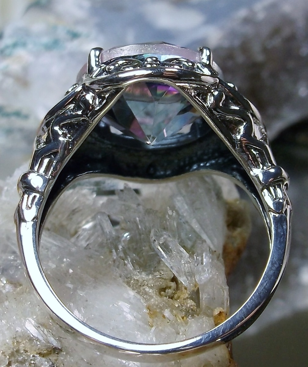 5ct Mystic Topaz Sim Sterling Silver Gothic Pretty Ring 5ct Mystic Topaz Sim Sterling Silver Gothic Pretty Ring