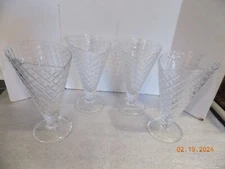 Set of 6 Vintage Waffle Cone Ice Cream Sundae Glass Bowls/Cups - Italy - EC