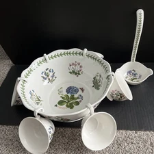 Portmeirion Primula Villosa BOTANIC GARDEN LARGE Punch Bowl Set .