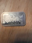 Be My Valentine 1974 1 oz .999 silver bar