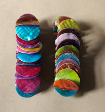 Pair Chunky Multi Colour Dyed Shell Stretch Bracelets Anklets Boho Festival