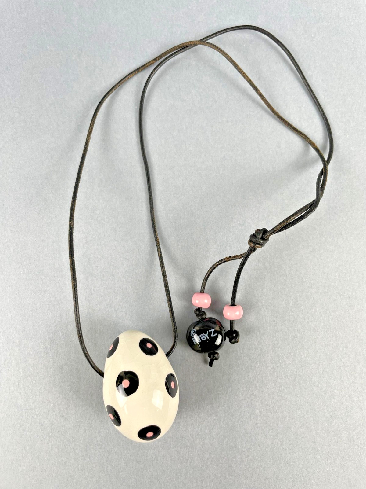 Ruby Z Candace Loheed Ceramic Egg Pendant Necklac… - image 1