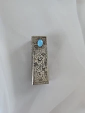 Vintage Mexico .800 Fine Silver Lipstick Case w/ Flip Up Mirror