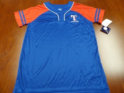 TEAM ATHLETICS MLB TEXAS RANGERS BLUE HENLEY JERSEY SHIRT GIRLS XL 14/16