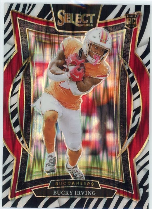 2024 Panini Select - Concourse Bucky Irving #4 Zebra Shock Prizm (RC)
