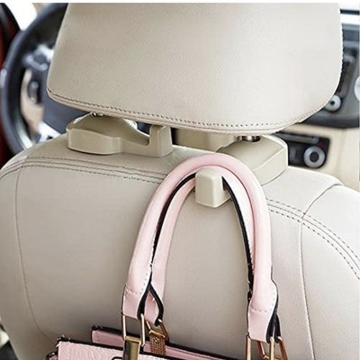 IPELY Auto Kopfstützenhaken 2 Stück Sitzaufhänger für Taschen Shopping beige 