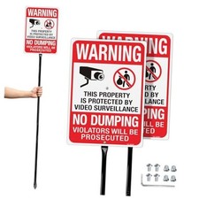 Large No Dumping Signs, 2 Pack - 14" X 10" - No Dumping Sign with 54" Stake