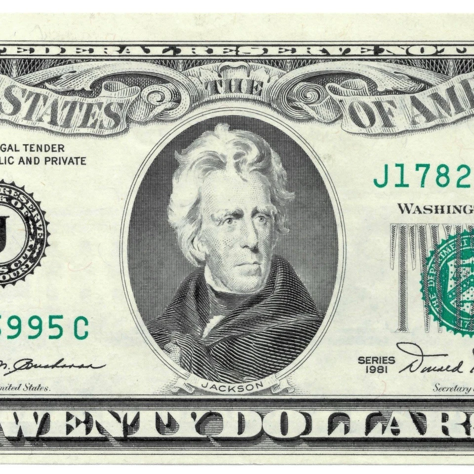 1981 $20 Federal Reserve Note - Kansas City - Bright Paper - Minor Margin Stain - Image 3 of 4