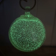 Glass Eye Studio? Blown Glass Ornament Glow In The Dark 5” Witch Ball Mystical
