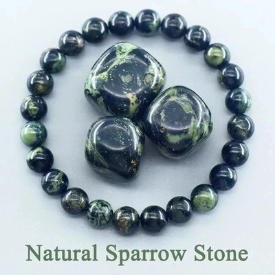 8mm Natural Sparrow Stone Bead Bracelet Round Agate Gemstone Jewelry Men Women
