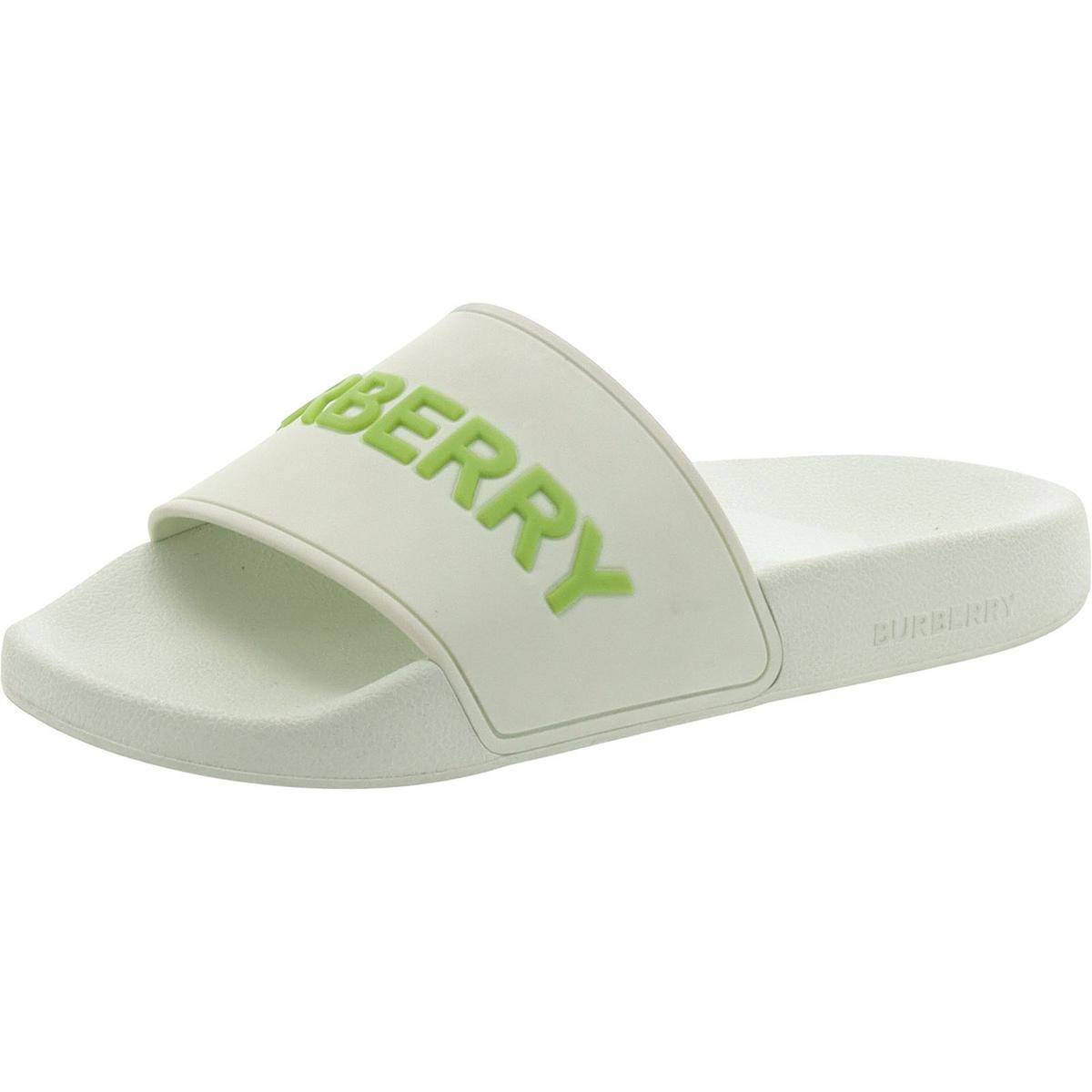 Женские босоножки Burberry London с логотипом Furley Green Slide 37, средний размер (B,M), BHFO 4530