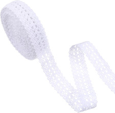 Lace Ribbon, 1 Inch Wide 10 Yards White Vintage Cotton Lace Trim Decorative Croc