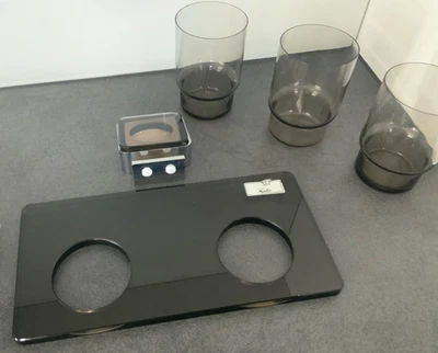 Grohe Saphir Doppel-Zahnputzbecher /Glas in Bronze 70er Jahre - Bild 1 von 4