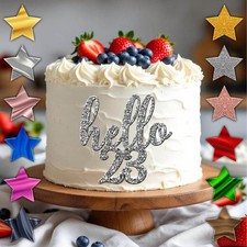 PERSONALISE Acrylic Birthday Cake Charm Hello AGE/ NUMBER sizes 4" 5" 6"
