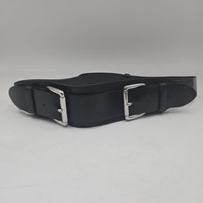 The Limited Black Italian Leather Wide Waist Belt Sz M England Fits 30-34"