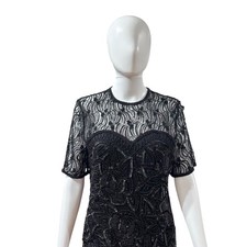 Brilliante by JA Black Sequin Dress Womens S Silk Sheath Beaded Vintage Cocktail