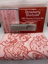 NEW  13-Piece Strawberry Shortcake Fabric Shower Curtain Set 72"x72" w/ Hooks