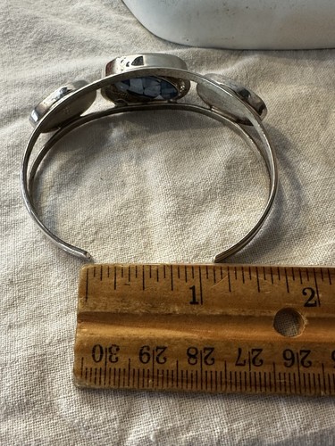 Jay King 925 Sterling Silver Reversible Micro Opal & Turquoise Cuff Bracelet VTG - Picture 7 of 11