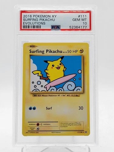 SURFING PIKACHU 2016 POKEMON XY EVOLUTIONS #111 PSA 10 Q3963