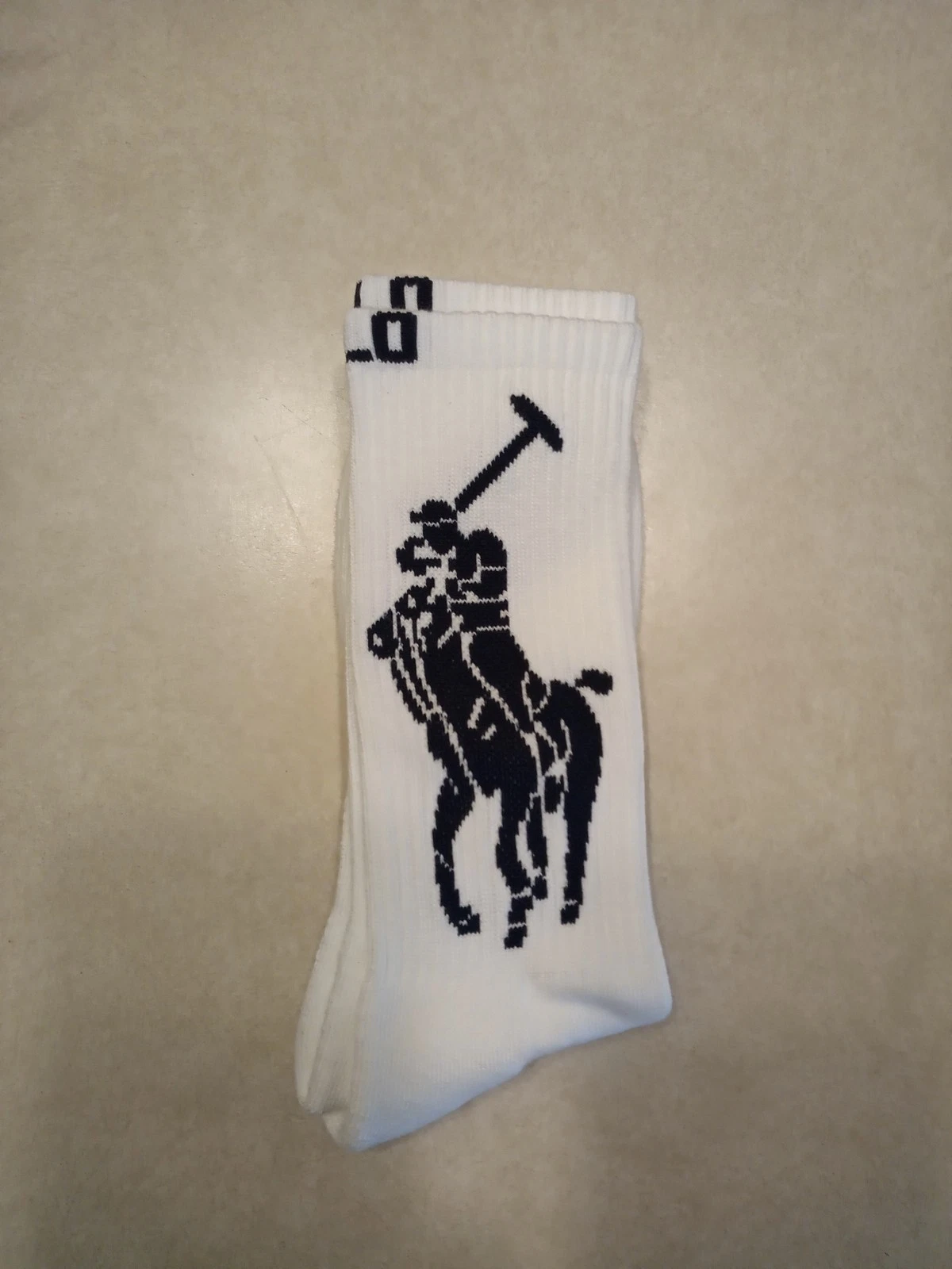 POLO RALPH LAUREN EXTRA LARGE WHITE BIG PONY Cotton Blend Crew Socks 10-13 NWT