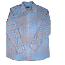 Walbusch 43 Long Sleeve Shirt Checkered Men Extra Smooth Casual Comfort Fit New