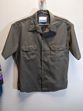 VTG 70s Sears Workwear Mechanic Perma-Prest Short Sleeve Shirt Medium Olive GUC