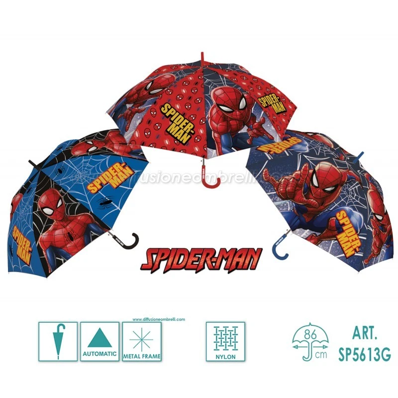 Ombrello Pieghevole Marvel Spiderman Per Ragazzi, Struttura Resistente E Compatta. Perfetto Per Bambini E Adolescenti, Impermeabile E Facile Da Trasportare.