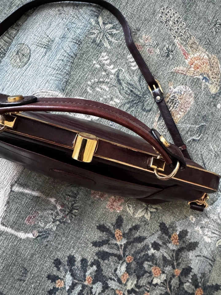 Oroton через плечо/наплечная сумка каштановый коричневый натуральной кожи - винтажный - Изображение 4 из 4