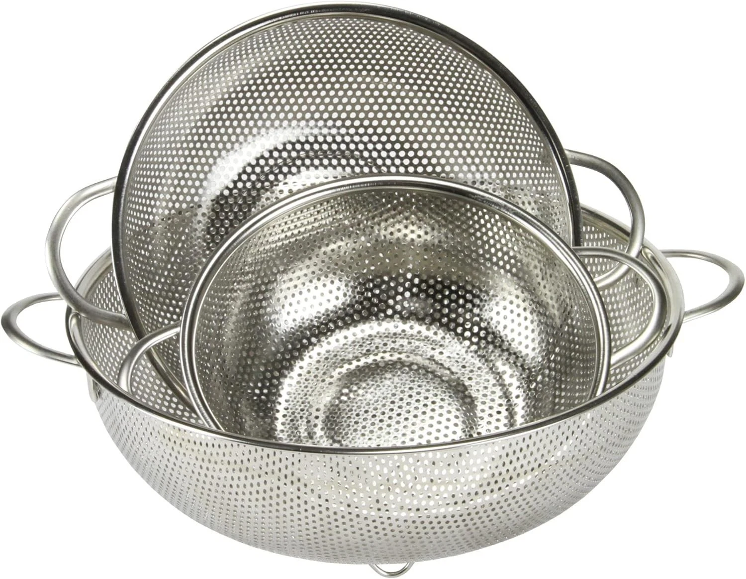 Quick Drain Microperforated Colander Set 1.5 Quart 2.5 Quart & 5 Quart 3 Piece