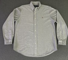 Polo Ralph Lauren Mens Oxford Cloth Button Down Shirt L Pony Logo Gray OCBD