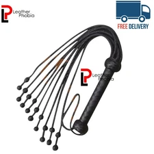 Genuine Cowhide Leather Flogger Cat O’ Nine Braided Falls