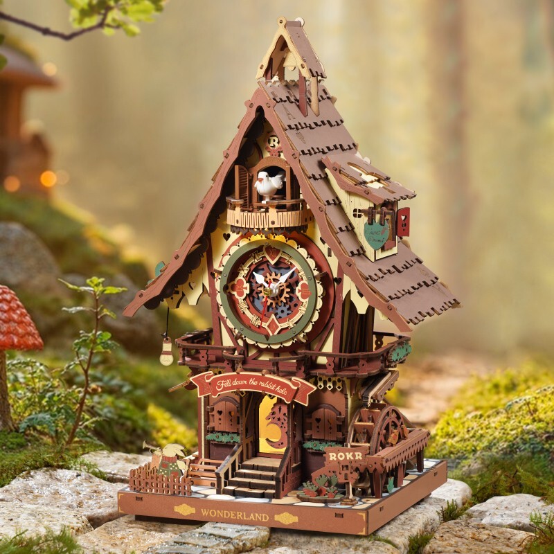 ROKR Vintage Cuckoo Clock Mechanical 3D Wooden Puzzle home Decor