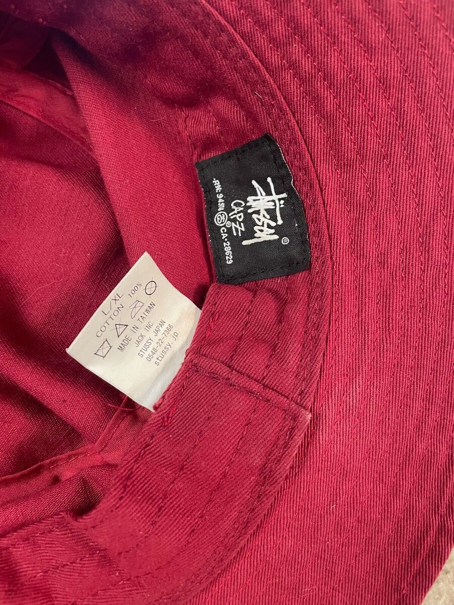Stussy Japan 100% Cotton Burgundy Bucket Hat / Cap - L / XL Stussy Japan 100% Cotton Burgundy Bucket Hat / Cap - L / XL