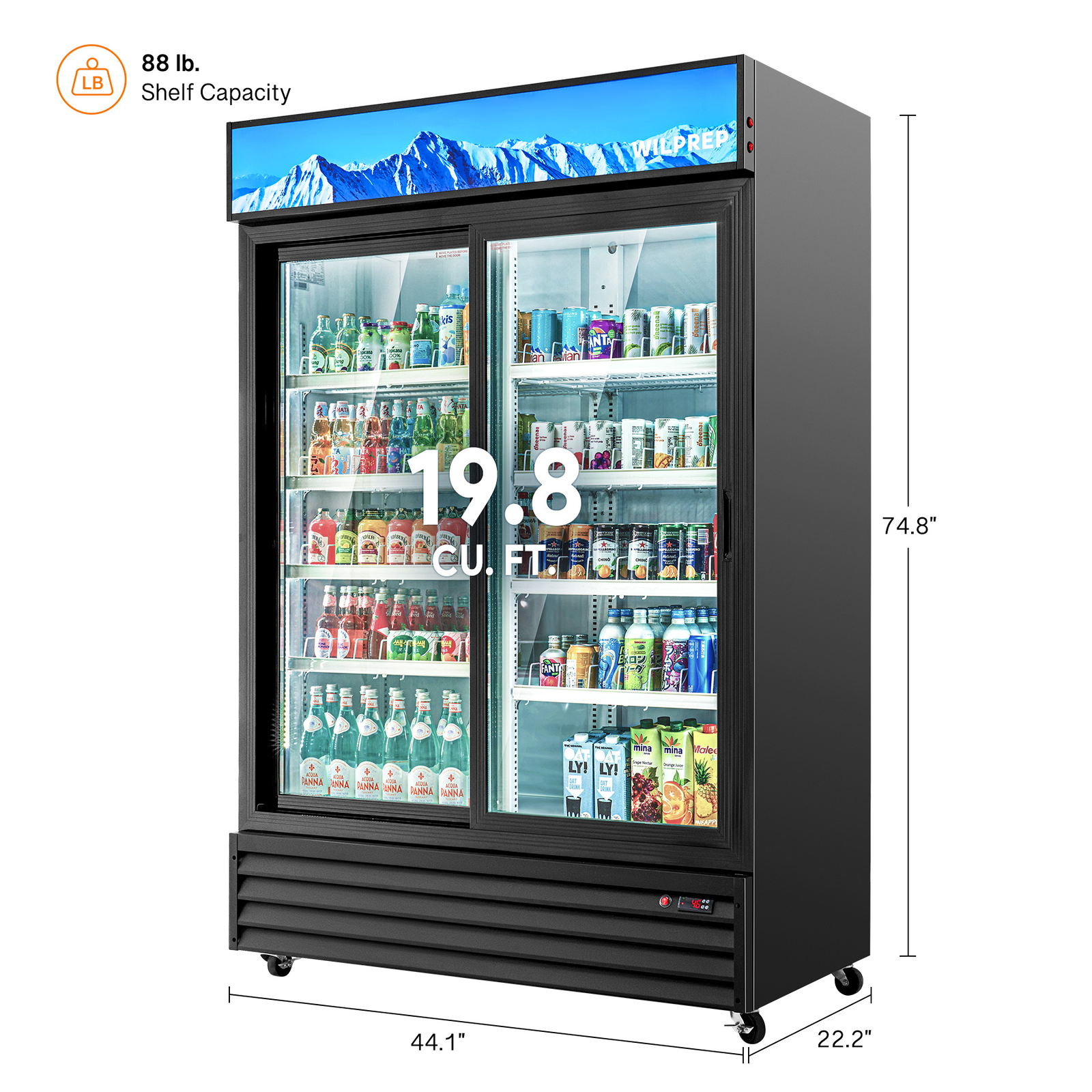 WILPREP Commercial Display Refrigerator, 2 Sliding Door merchandiser 19